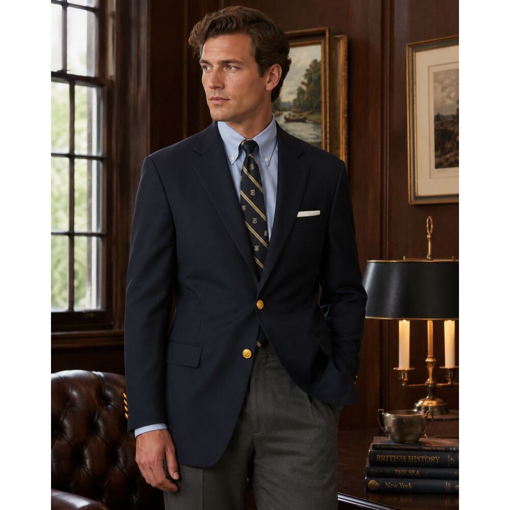 Brooks Brothers 1818 Madison Blue Loro Piana Sports Coat Blazer Mens Size 40R
